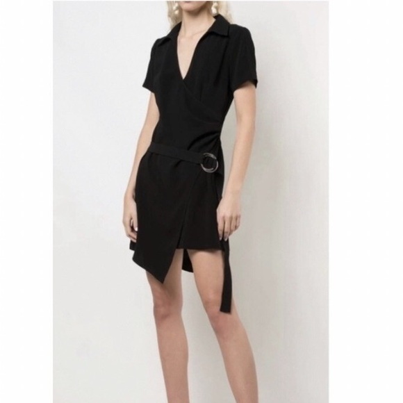 Cinq a Sept Black Mini Dress with Silver Belt Buckle - Picture 2 of 6